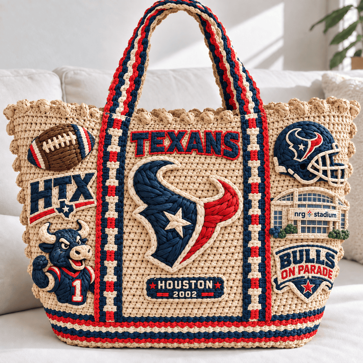 HTX Straw-Style Embellished Tote Bag NTKO