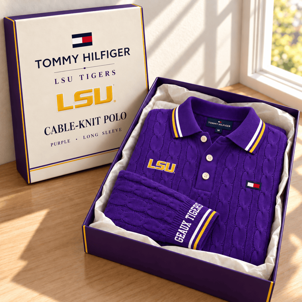 LSU Premium Cable-Knit Polo TTTT