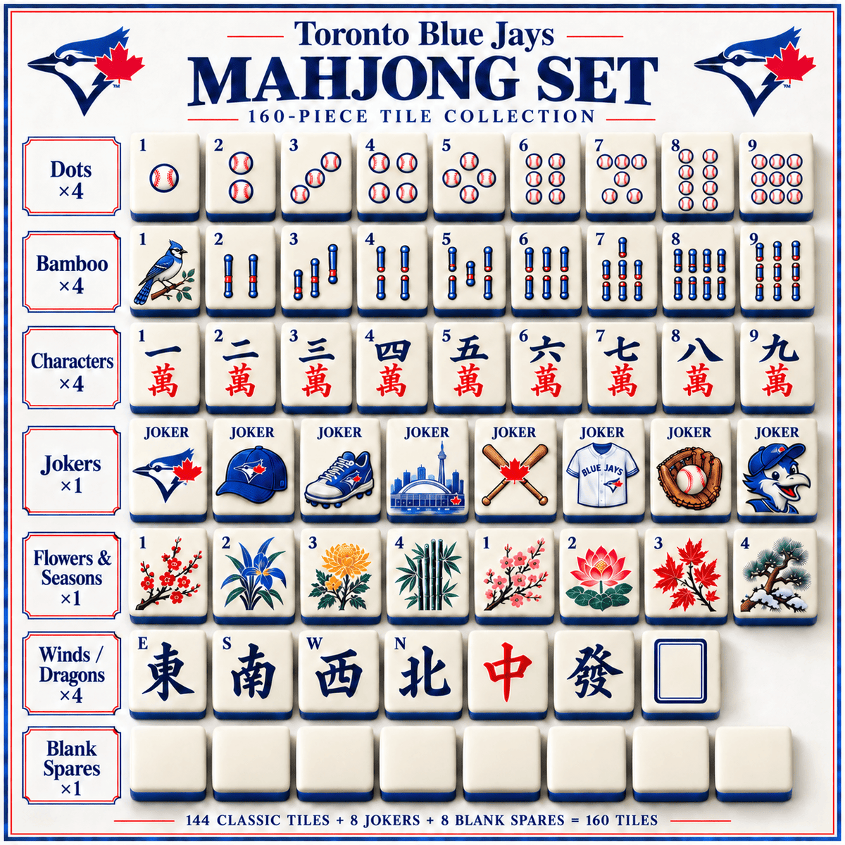 Premium TBJ Mahjong Tiles Set PVNA