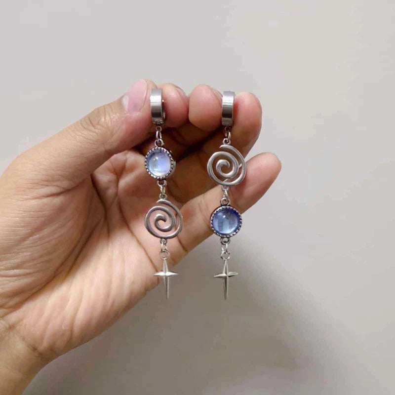 Punk Style Vortex Circular Inlaid Zircon Cross Pendant Earrings, Women's Y2k Personalized Holiday Accessories Jewelry